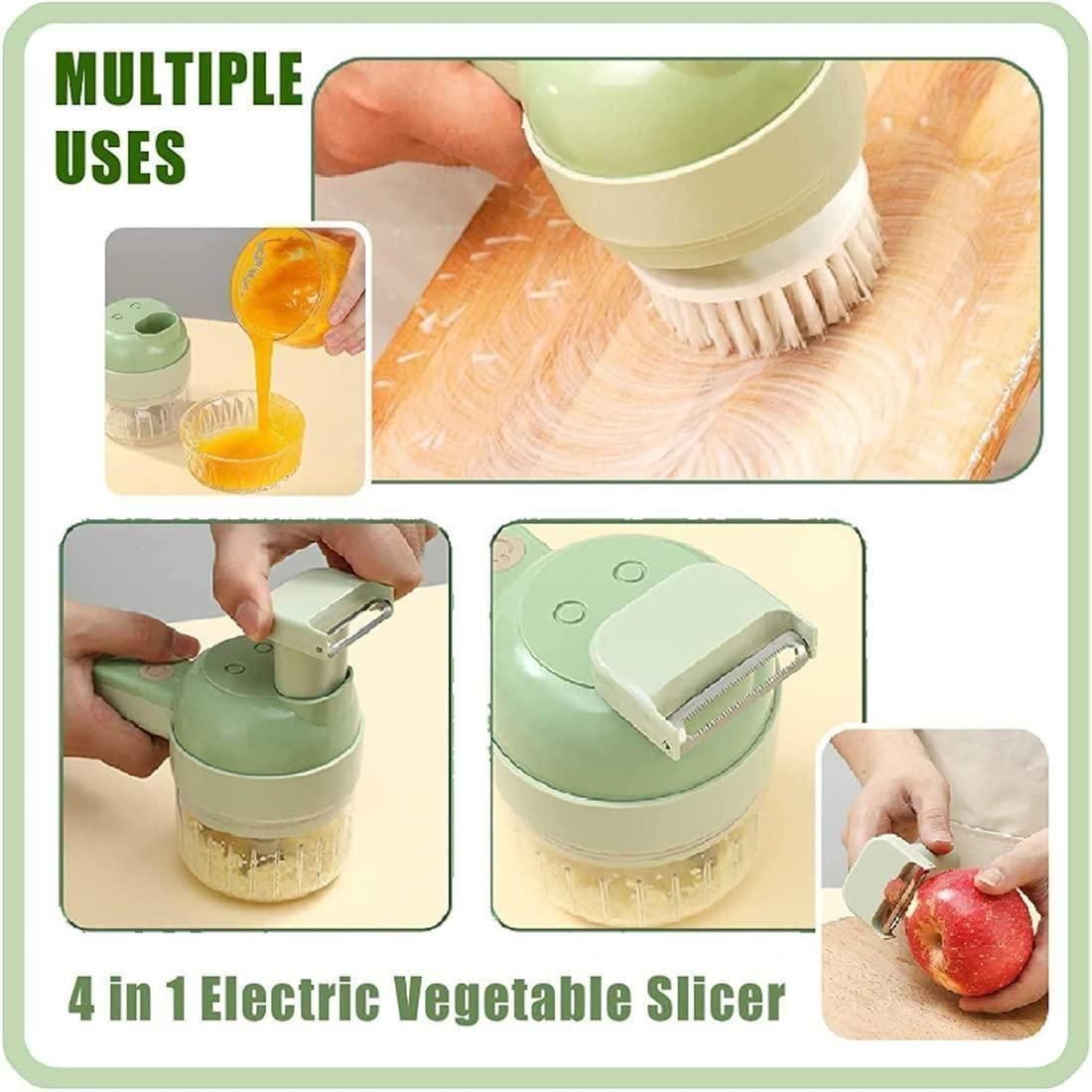 4-in-1 Portable Electric Vegetable Cutter Set – Wireless Food Processor & Electric Food Chopper