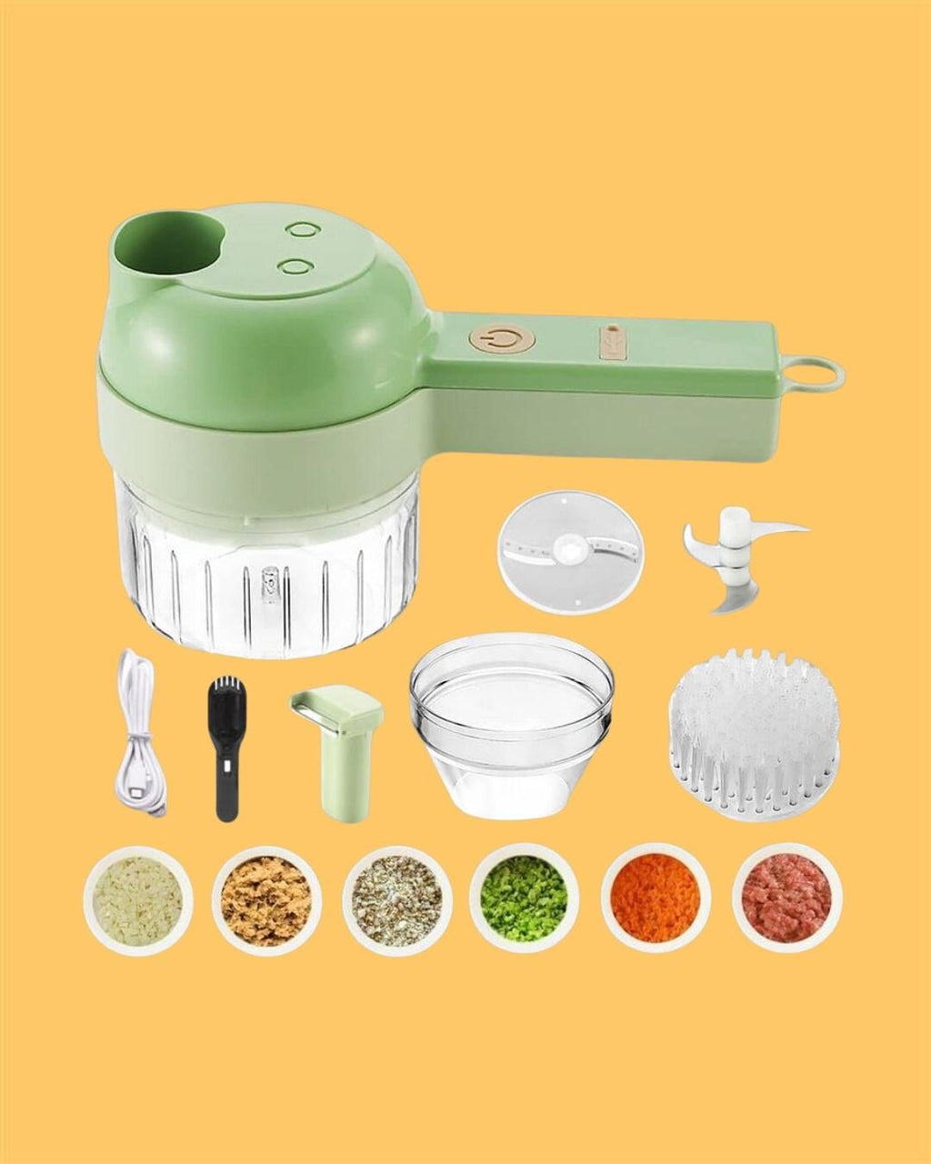 4-in-1 Portable Electric Vegetable Cutter Set – Wireless Food Processor & Electric Food Chopper